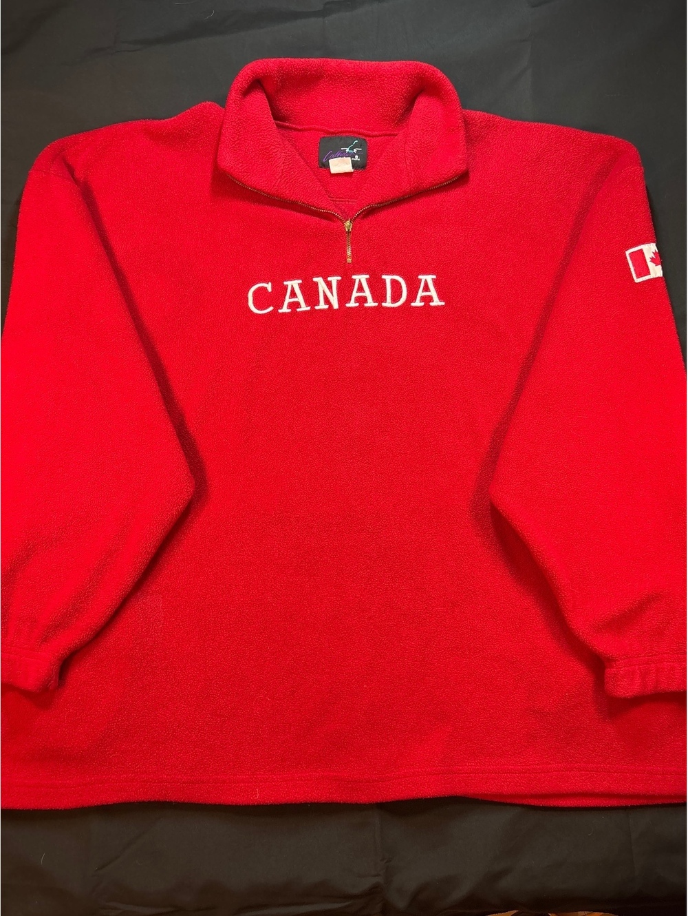 Vintage 90’s Canada Red Quarter Zip Embroidered Canadian Pullover